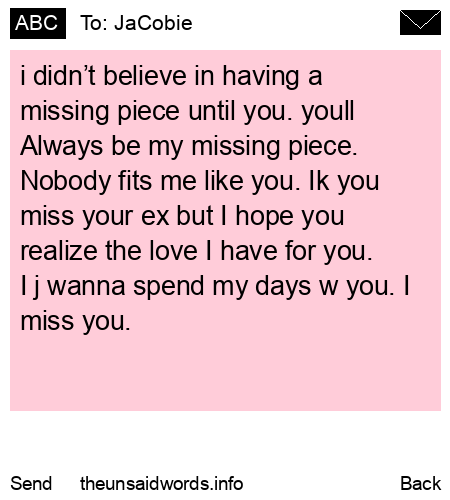 unsent message to JaCobie