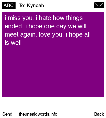 unsent message to Kynoah