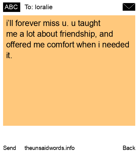 unsent message to loralie