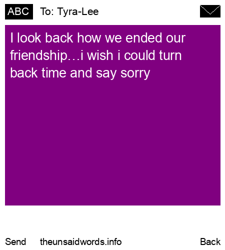 unsent message to Tyra-Lee