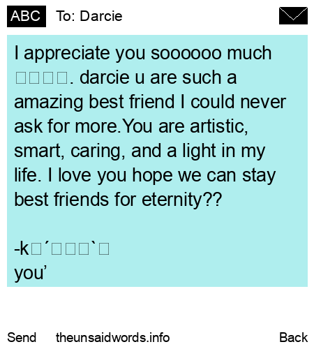 unsent message to Darcie
