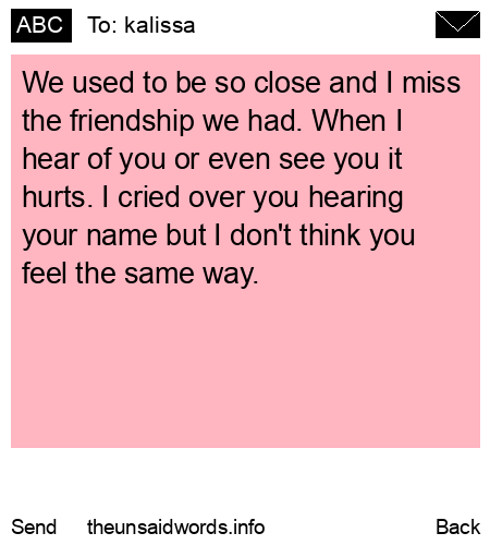 unsent message to kalissa