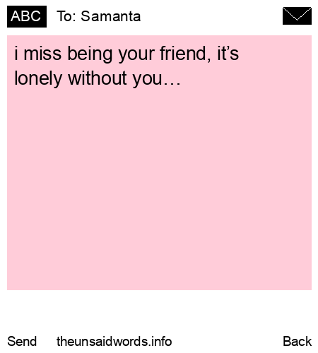 unsent message to Samanta