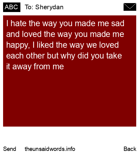 unsent message to Sherydan