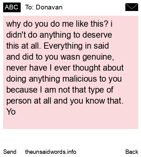 unsent message to Donavan