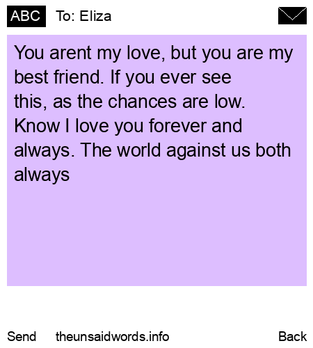unsent message to Eliza