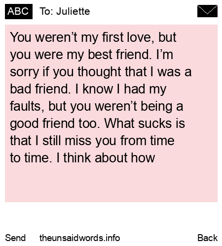unsent message to Juliette