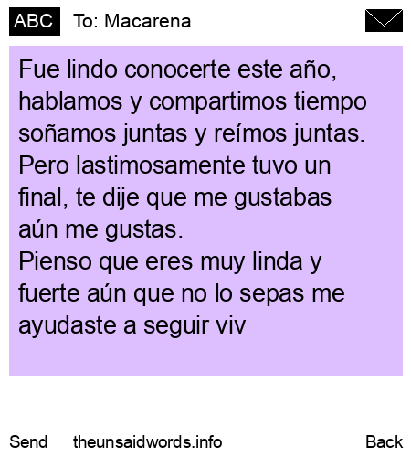unsent message to Macarena