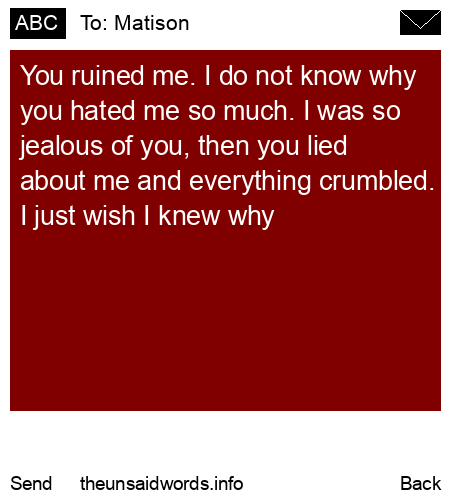 unsent message to Matison