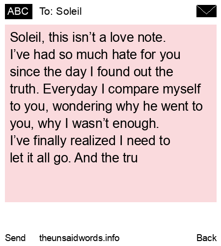 unsent message to Soleil