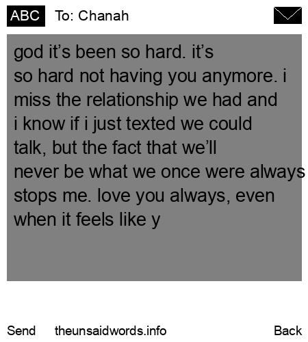 unsent message to Chanah