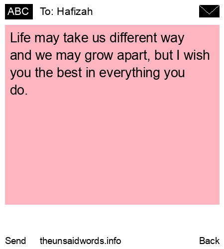unsent message to Hafizah