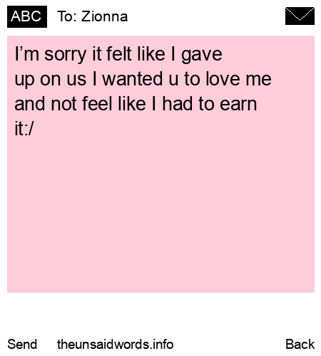 unsent message to Zionna