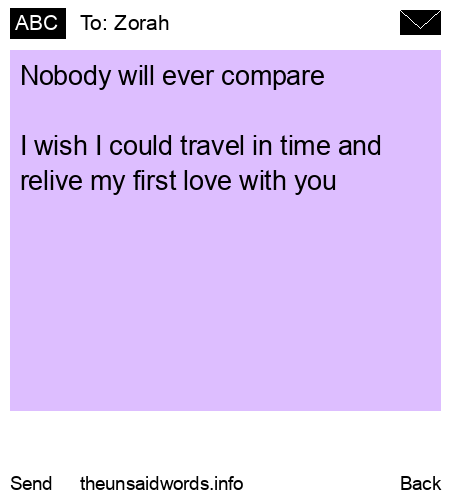 unsent message to Zorah