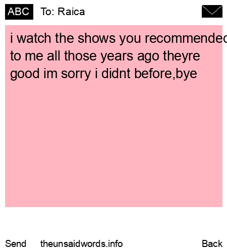 unsent message to Raica
