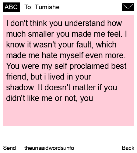 unsent message to Tumishe