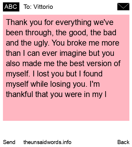 unsent message to Vittorio