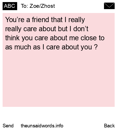 unsent message to Zoe/Zhost