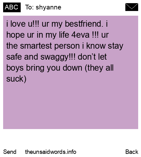 unsent message to shyanne