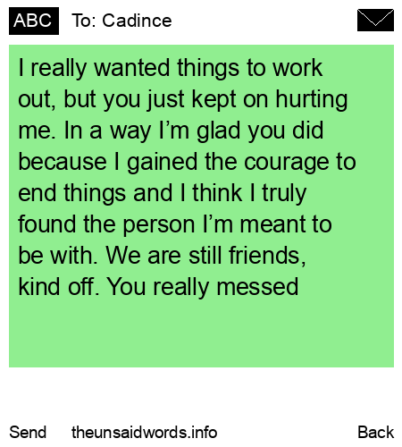unsent message to Cadince