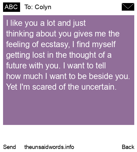 unsent message to Colyn