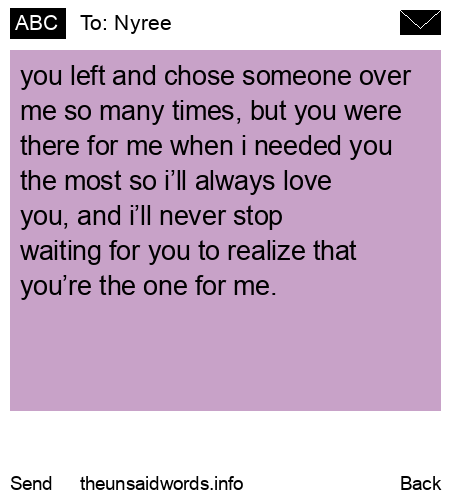 unsent message to Nyree