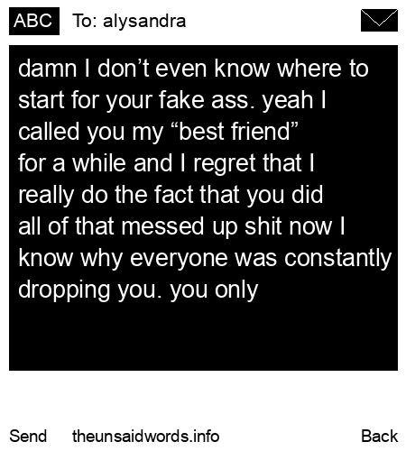 unsent message to alysandra