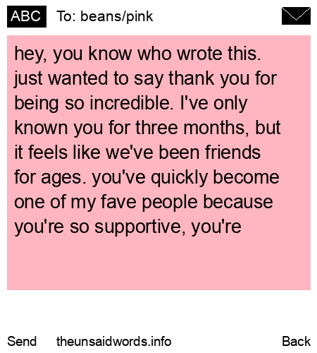 unsent message to beans/pink