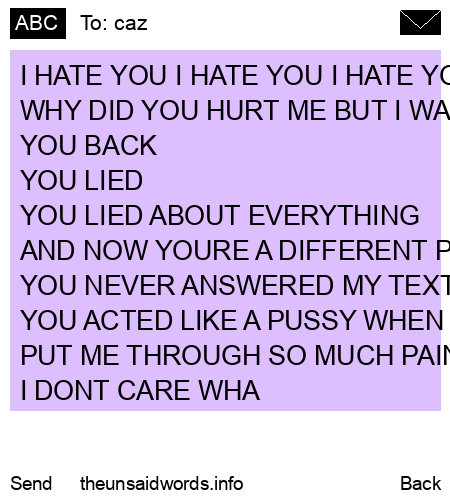 unsent message to caz