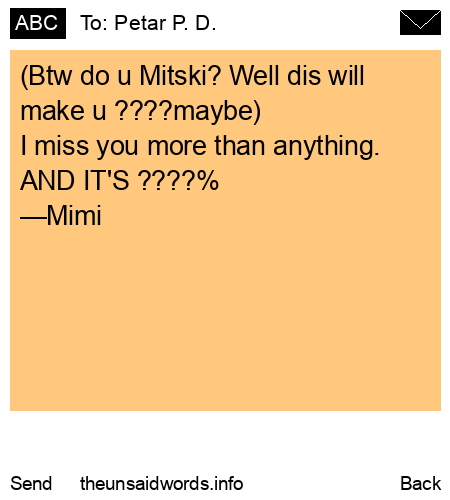 unsent message to Petar P. D.
