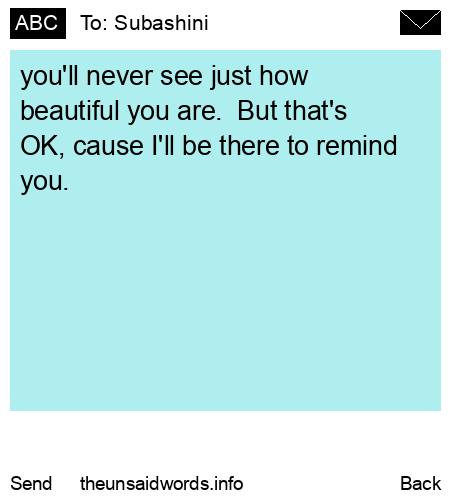 unsent message to Subashini