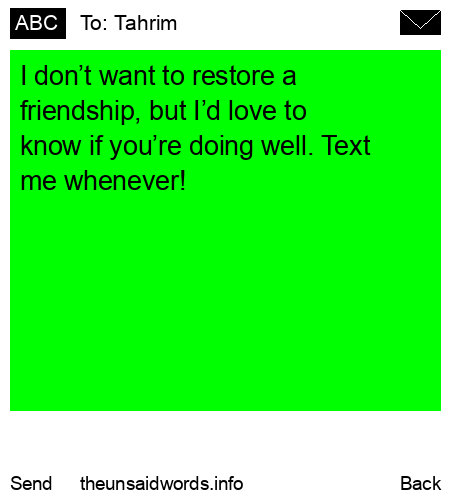unsent message to Tahrim