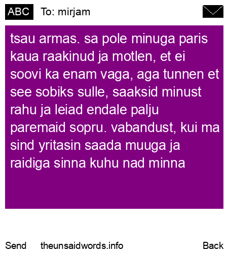 unsent message to mirjam