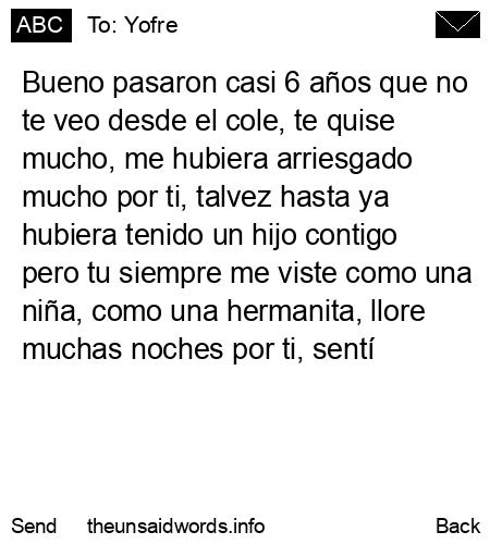 unsent message to Yofre