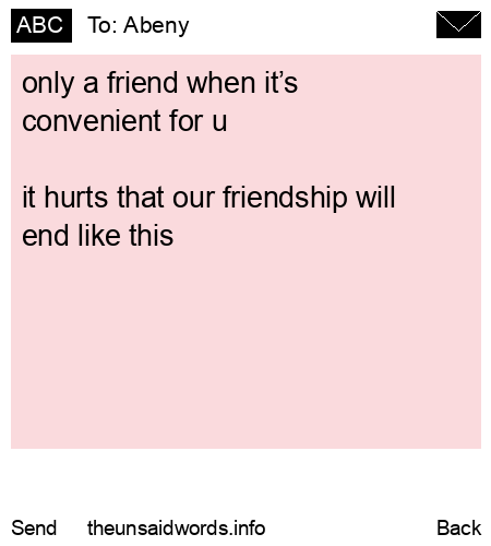 unsent message to Abeny  