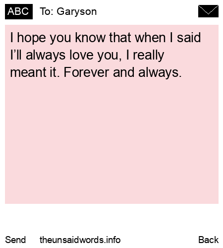 unsent message to Garyson