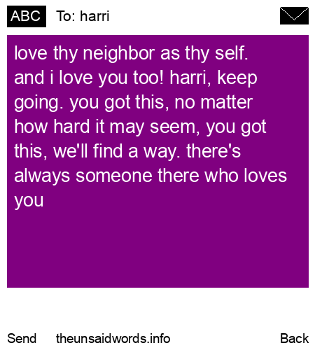 unsent message to harri
