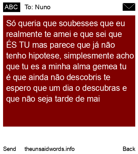 unsent message to Nuno