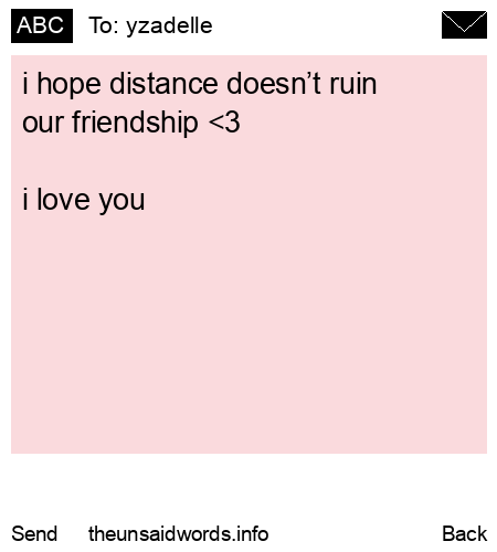 unsent message to yzadelle