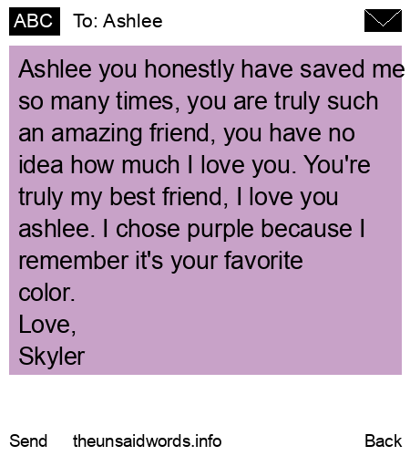 unsent message to Ashlee