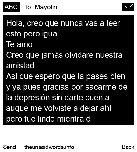 unsent message to Mayolin