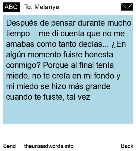 unsent message to Melanye