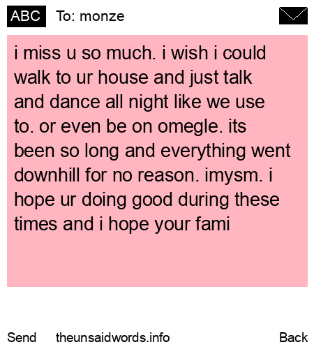 unsent message to monze