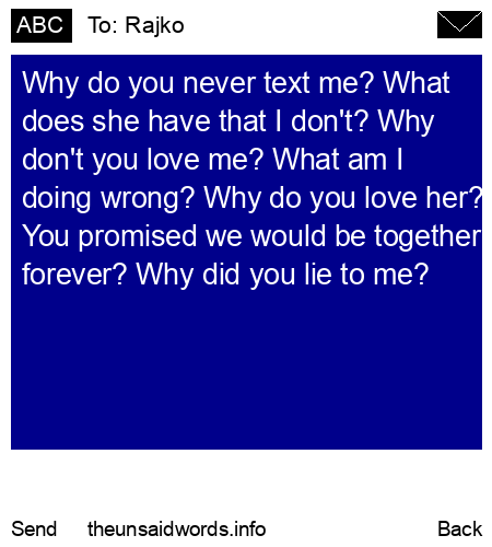 unsent message to Rajko