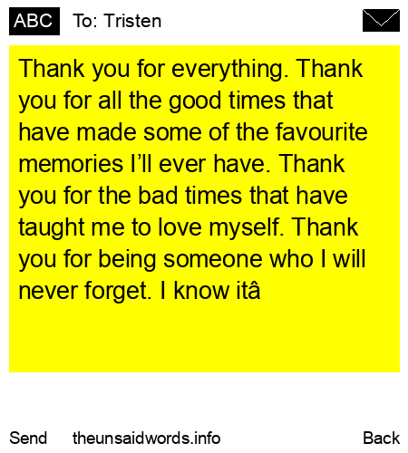 unsent message to Tristen