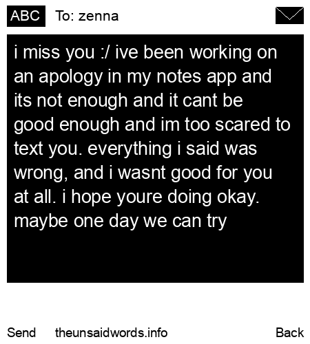 unsent message to zenna