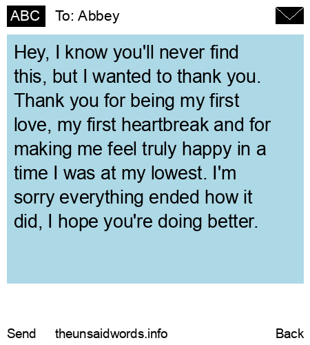 unsent message to Abbey