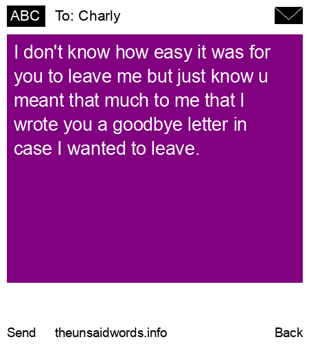 unsent message to Charly