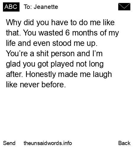 unsent message to Jeanette