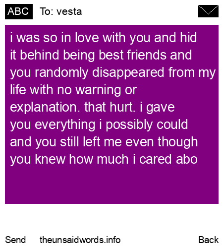 unsent message to vesta